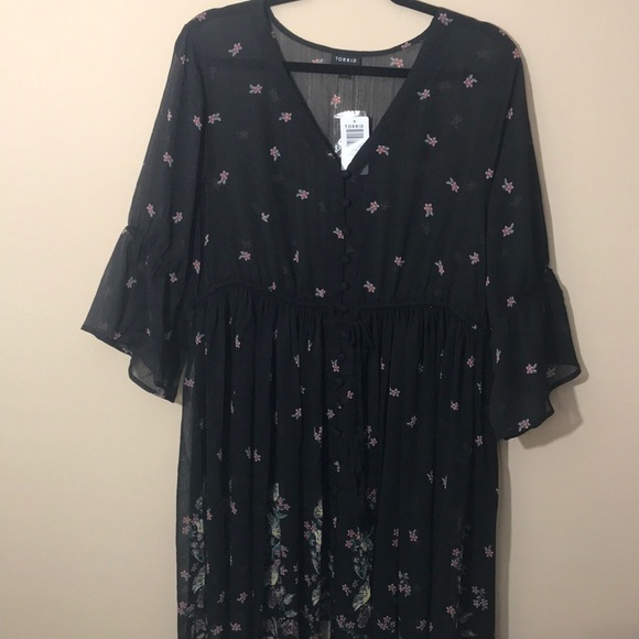 Torrid Floral Chiffon Button Front Maxi Dress 0 - Picture 6 of 11